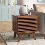 Wooden Decoration Ahşap Izgara Kapak Modern Komodin - Koyu Ceviz