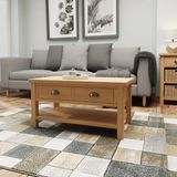 Wooden Decoration Country Lodge Masif Ahşap Orta Sehpa 4 Çekmeceli - bej