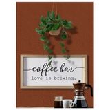 Wooden Factory Ahşap Çerçeve Kahve Köşesi Coffee Bar Love Is Brewing 40x20 cm Mutfak Temalı - 1