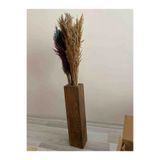 Wooden Factory Ahşap Dekoratif Vazo – Pampas & Yapay Çiçek İçin uzun Biblo 49 cm