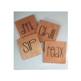 Wooden Factory Ahşap Desenli Puzzle Mdf Bardak Altlığı 4'lü Set 10x10 Cm Masaüstü Dekorasyon Eşyası