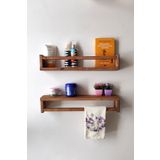 Wooden Factory Ahşap Montessori 2'li Banyo Rafı Ters Düz Model, Çok Amaçlı Raf