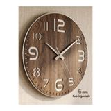 Wooden Factory Büyük Rakamlı Modern Dekoratif Ahşap Duvar Saati, 40 cm, Sessiz Mekanizma, Tesbih