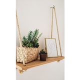 Wooden Factory Halatlı Tekli Raf Kitaplık 14 cm Kahverengi Klasik Klasik 50 cm