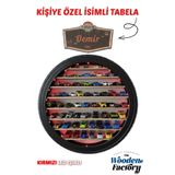 Wooden Factory Kişiye Özel LED Işıklı İsimli Tekerlek Araba Rafı, Araba Koleksiyonu İçin Duvar Dekoru