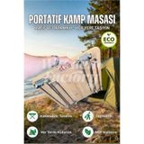 Wooden Factory Metal Kilit Ayaklı Katlanabilir Kamp Masası 45x60 cm Portatif Piknik Masası Taşınabilir MDF Masa Balkon Bahçe Kamp Masası