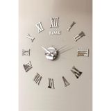 Wooden Factory Time Collection 3D Roma Rakamlı Duvar Saati, Gümüş, 7 cm Rakam Uzunluğu