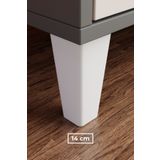 wooden lane studio Plastik Mobilya Ayağı 14 cm Beyaz – Konik Köşeli – Koltuk, TV Ünitesi, Baza, Komodin için – Tekli
