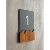 Wooden Serisi Dikey Kendinden Yapışkanlı Kapı Numarası -1
