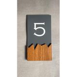 Wooden Serisi Dikey Kendinden Yapışkanlı Kapı Numarası -5