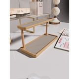 Wooden Studio Ahşap Masaüstü Organizer Çift Katlı, Telefon Tutacağı, Modern Lüks Ofis Aksesuarı Masa Aksesuar - Kum Beji