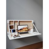 Wooden Studio Lumo Duvara Monte Masa, Şık Ofis Masası, Katlanır Çalışma Masası, Çocuk Ders Çalışma Masası, Modern Raflı Masa, Oyuncu Bilgisayar Masası, Açılır Kapanır Masa, Şık Ahşap Masa - 85x38x8 - Beyaz