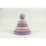 Wooden Things Lavanta Bahçesi Ahşap Montessori Halka Kule - Doğal Kayın Stacker Eğitici Oyuncak