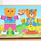 Wooden Toys Ahşap Ayıcık Giydirme Oyunu İkili - Eğitici Ahşap Oyuncaklar Algı ve Zeka Oyunları Eğitici Oyuncak