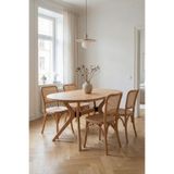 Woodenbend West Naturel Ahşap 4 adet Hasır Detay Sandalyeli Oval Mutfak Masa Takımı 80x130 – Bohem İskandinav
