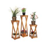 Woodencity Ahşap Çiçeklik Ahşap Üçlü Saksılık Dekoratif Çiçek Stand Üçlü Set Diğer