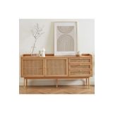 WoodenDecoration01 Arya Konsol – Retro Stil Hasır Kapaklı Ahşap Mobilya