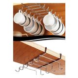 Woodenly Dolap Içi Raf Altı 10 Kancalı Fincan Bardak Kupa Askılığı
