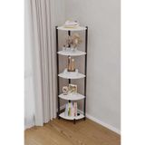 Woodensa 5 Raflı Çok Amaçlı Köşe Kitaplık Beyaz