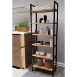 WOODENSA 6 Raflı Mutfak Rafı Metal Ayaklı Banyo Dolabı Çok Amaçlı Raf Kiler Dolabı Ofis Rafı Kitaplık