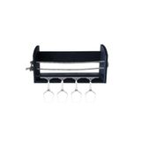WOODENSA Ahşap Şaraplık Içki Standı Masif Duvar Kadeh Rafı (SİYAH) Wdn551