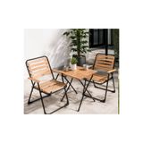 WOODENSA Bistro Set Bahçe Mobilyasi 3 Lü Set Piknik Kamp Sandalyesi Katlanir Masa Balkon Kahverengi