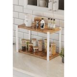 Woodensa Çok Amaçli Banko Rafi (Beyaz Profil Çam Sunta) 45X18X34 cm MTL046 - Açık Ceviz