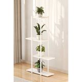 WOODENSA Dekoratif 4 Raflı Metal Çiçeklik Saksı Standı Saksılık Beyaz