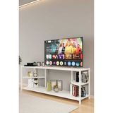 Woodensa Iki Rafli Tv Ünüitesi Kitaplik (Siyah Profil Beyaz Sunta) 120X32X45 cm