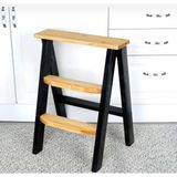 WOODENSA Katlanır Ahşap Merdiven 3 Basamaklı Ev Tipi Kullanım için Şık ve Dayanıklı Tasarım