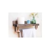 WOODENSA Masif Ahşap Banyo Rafı Havluluk