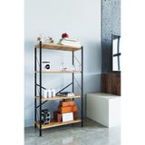 Woodensa Metal Çerçeveli 4 Raflı Kitaplık Ceviz