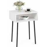 Woodensa Mira Basucu Komodin Şık Tasarımlı Metal Ayakli Sehpa Dekoratif Kitaplik Beyaz 40X30X60 cm - Beyaz - Siyah