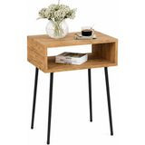 Woodensa Mira Basucu Komodin Şık Tasarımlı Metal Ayakli Sehpa Dekoratif Kitaplik Kahverengi 40X30X60 cm