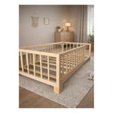 WOODENSA Montessori Modeli Yatak 80x160 Doğal Ahşap Çocuk Yatak Karyola Kapısız