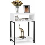 Woodensa Paradise 2 Rafli Basucu Komodin Şık Tasarımlı Metal Ayakli Sehpa Dekoratif Kitaplik Beyaz 40X30X60 C - Beyaz - Siyah