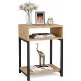 Woodensa Paradise 2 Rafli Basucu Komodin Şık Tasarımlı Metal Ayakli Sehpa Dekoratif Kitaplik Kahverengi 40X30