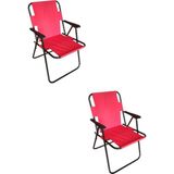 Woodensa Plastik Kollu Katlanir 2 Li Piknik ve Kamp Sandalyesi Kirmizi 46,5X40,5X41 cm Sirt 57X55X81 cm - 5 x 41 cm - Kırmızı
