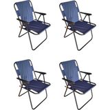 Woodensa Plastik Kollu Katlanir 4 Lü Piknik ve Kamp Sandalyesi Mavi 46,5X40,5X41 cm Sirt 57X55X81 cm - 5 x 41 cm - Lacivert