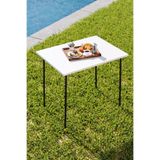WOODENSA Portatif Kamp Masası, Balkon Bahçe Masası, Piknik Masası Sehpası Metal Ayaklı 60x45 Cm