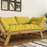 Woodesk Adalar Masif Ahşap İkili Kanepe, Natural-Sarı Renk