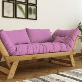 Woodesk Adalar Masif Ahşap Kanepe, Natural-Pembe Renk