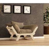 Woodesk Adalar Masif Ahşap Natural Renk Berjer (Camel)