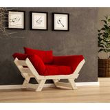 Woodesk Adalar Masif Ahşap Natural Renk Berjer (Kırmızı)