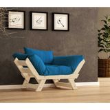Woodesk Adalar Masif Ahşap Natural Renk Berjer (Mavi)