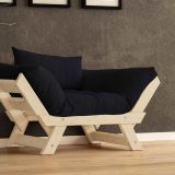 Woodesk Adalar Masif Ahşap Natural Renk Berjer (Siyah)