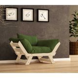 Woodesk Adalar Masif Ahşap Natural Renk Berjer (Yeşil)
