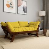 Woodesk Adalar Masif Ceviz - Sarı İkili Kanepe