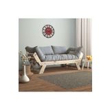 Woodesk Adalar Modern Masif Ahşap Natural-gri Renk Kanepe