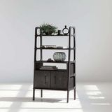 Woodesk Alba Masif Ahşap 140x75 Kitaplık ve Raf Ünitesi Siyah Cpt4671-75